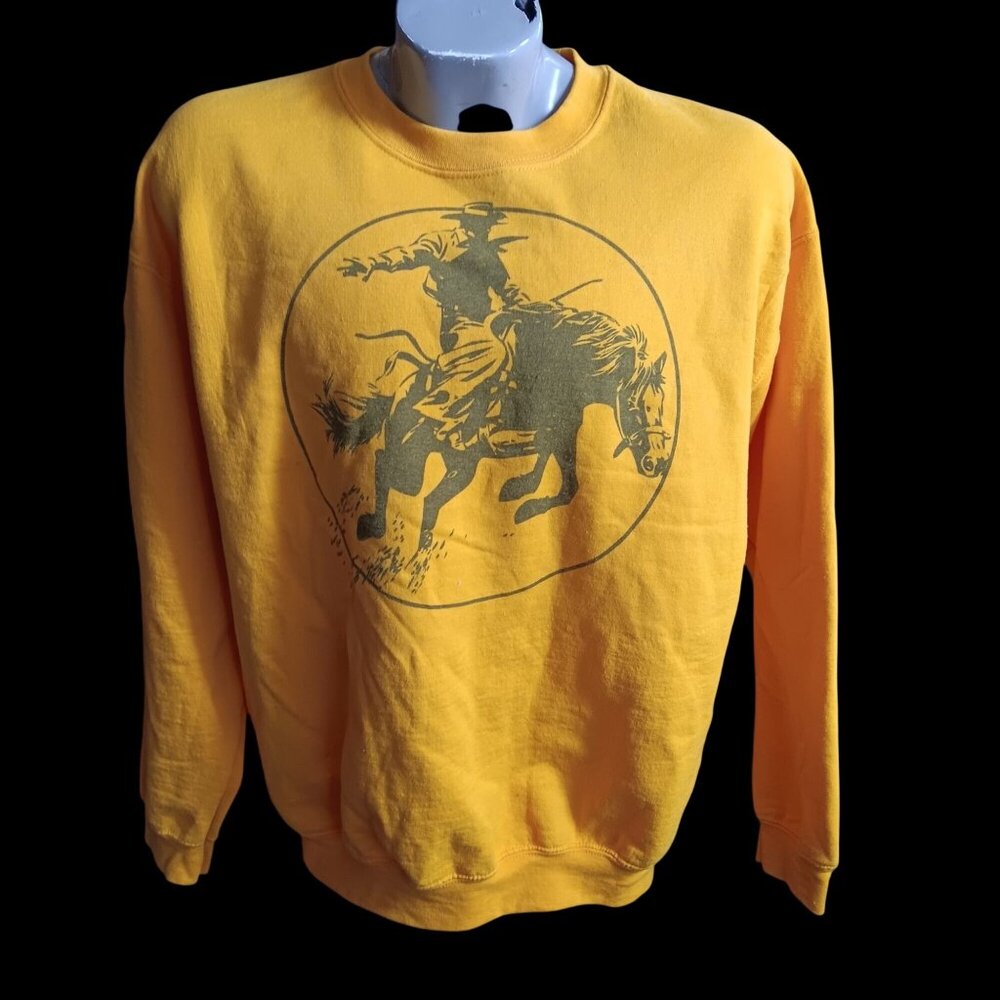Large Crewneck Sweatshirt Cowboy Bronco Western 1990's Fleece
